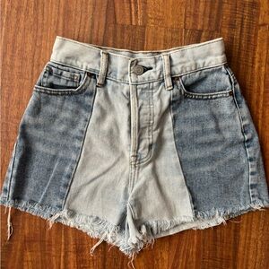 PacSun High Waist Color Block Jean Shorts